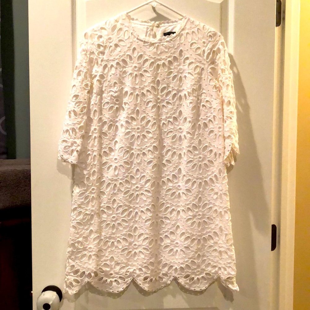 Lace Scalloped Shift Dress Ann Taylor 4P
